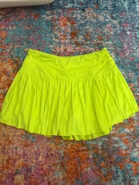 Neon Yellow Pleated Circle Skirt